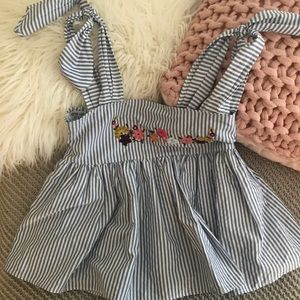 Zara embroidered yoke top